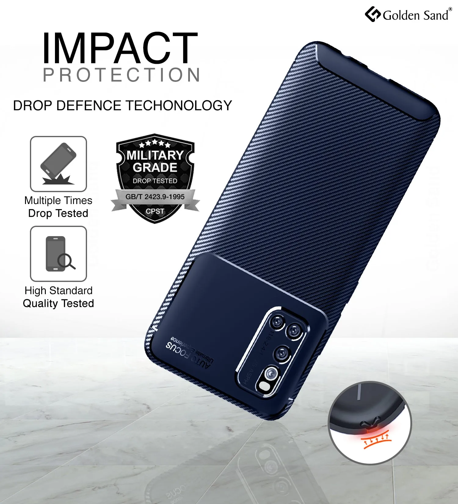 Aramid Fibre Series Shockproof Armor Back Cover for Vivo V19 6.44 inch, Blue