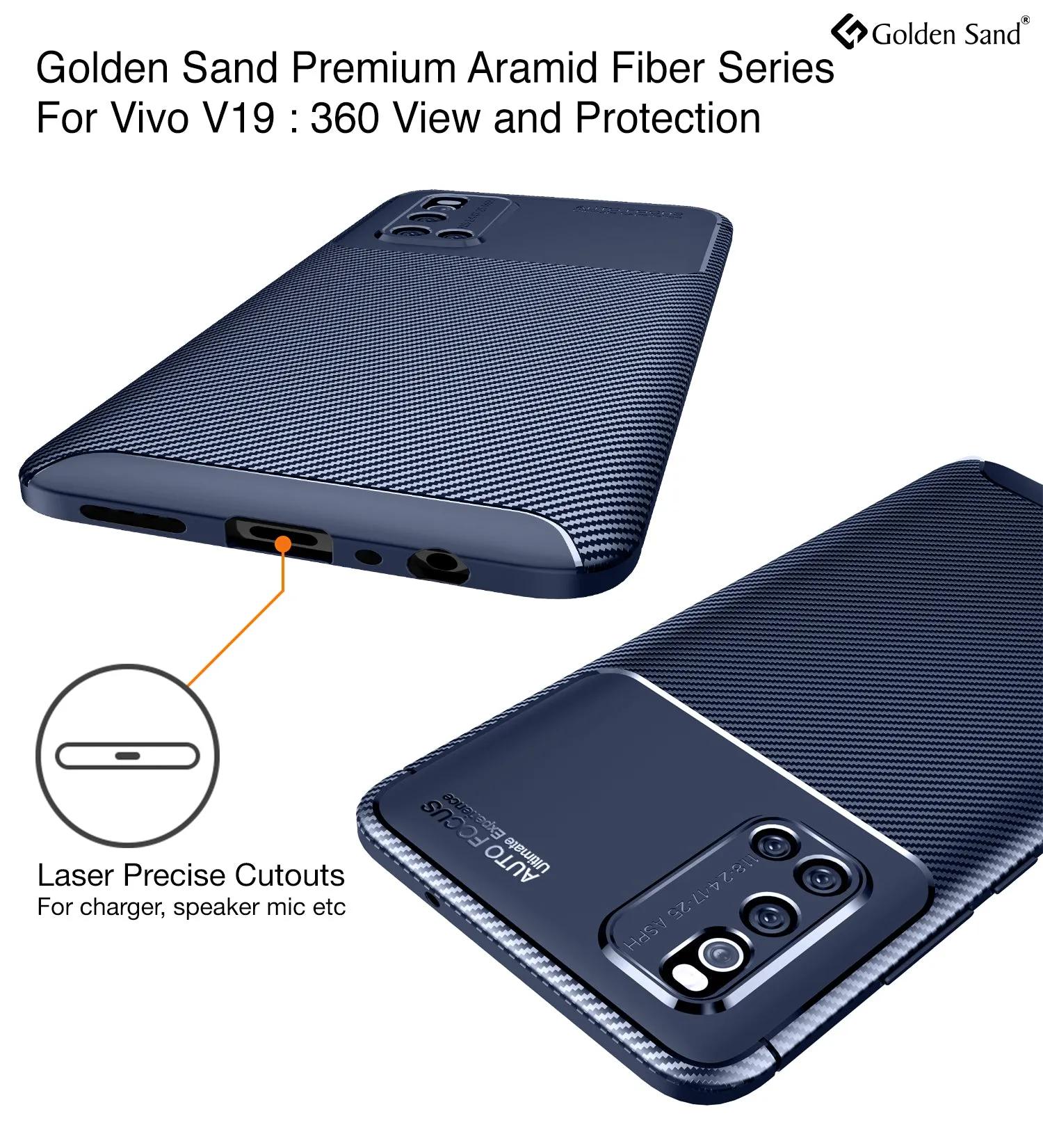 Aramid Fibre Series Shockproof Armor Back Cover for Vivo V19 6.44 inch, Blue