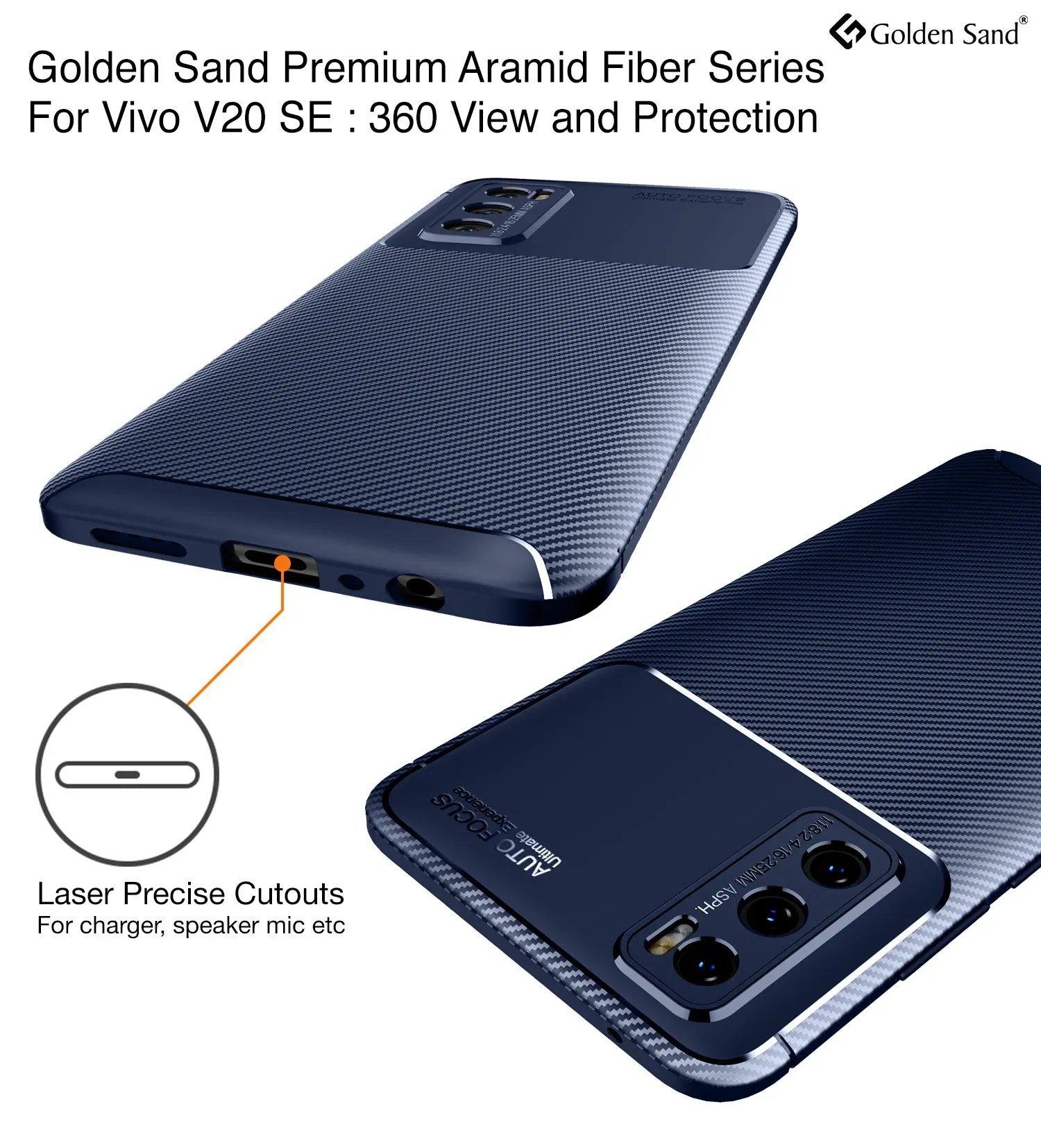 Aramid Fibre Series Shockproof Armor Back Cover for Vivo V20 SE, Blue