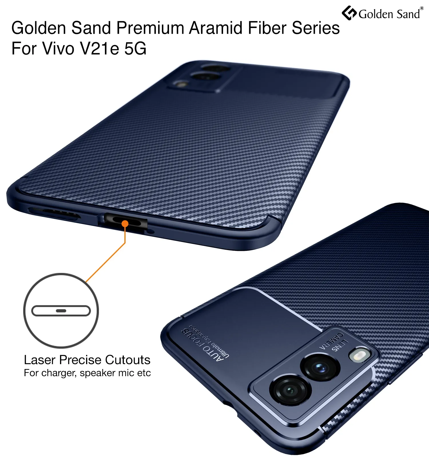 Aramid Fibre Series Shockproof Armor Back Cover for Vivo V21e 5G, 6.44 inch, Blue