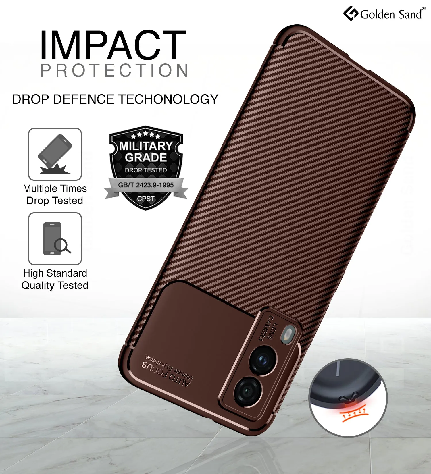 Aramid Fibre Series Shockproof Armor Back Cover for Vivo V21e 5G, 6.44 inch, Brown