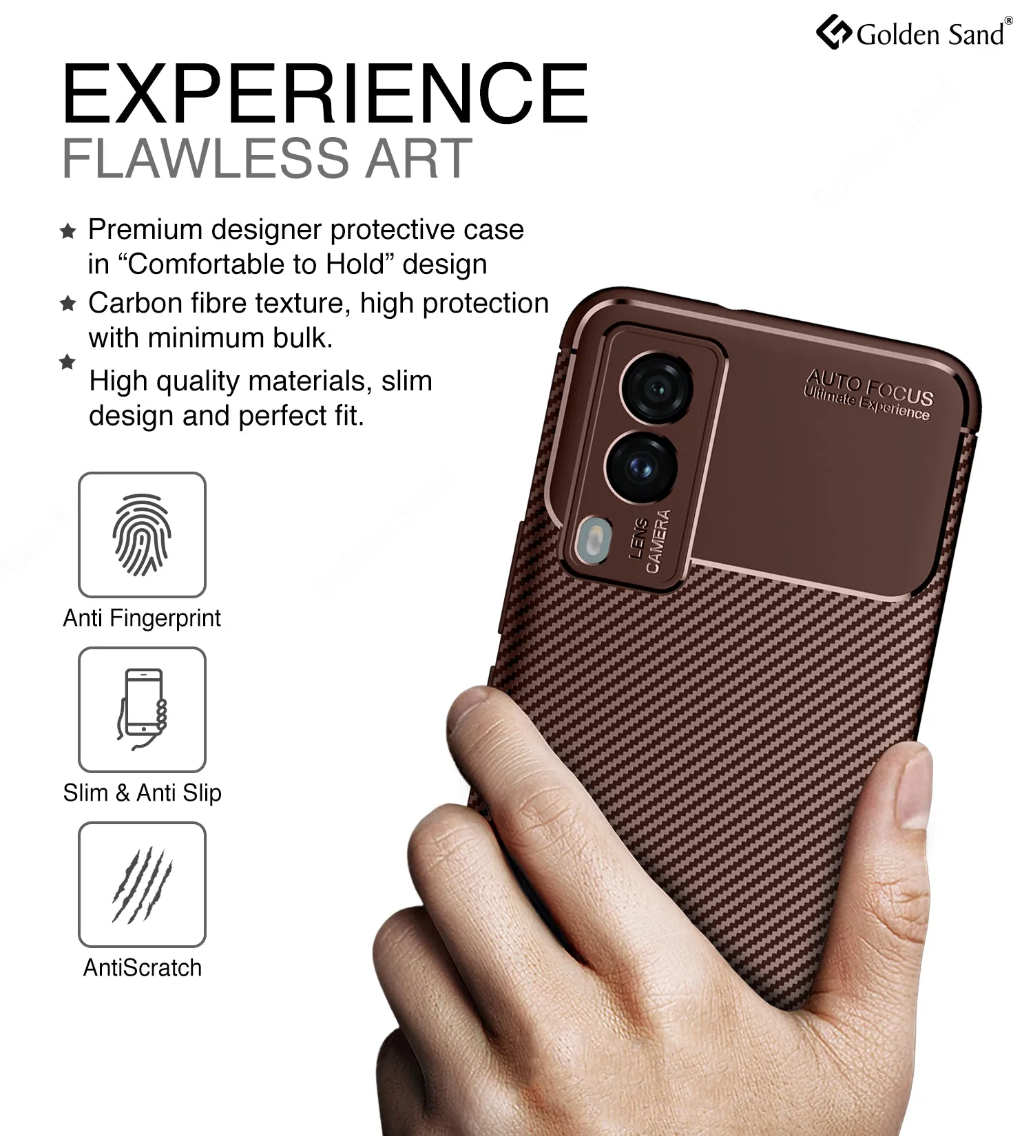 Aramid Fibre Series Shockproof Armor Back Cover for Vivo V21e 5G, 6.44 inch, Brown