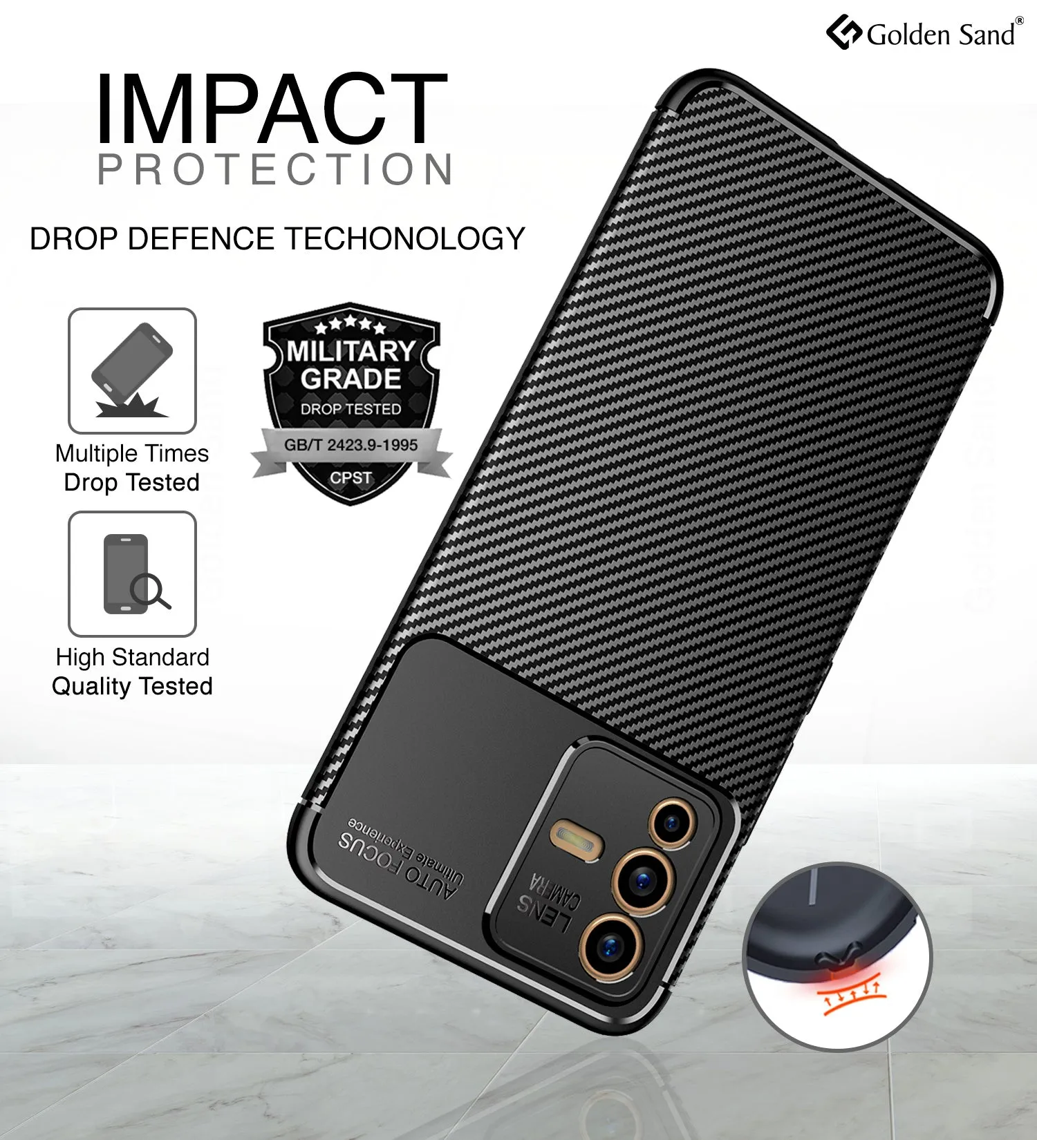 Aramid Fibre Series Shockproof Armor Back Cover for Vivo V23 5G, 6.44 inch, Black