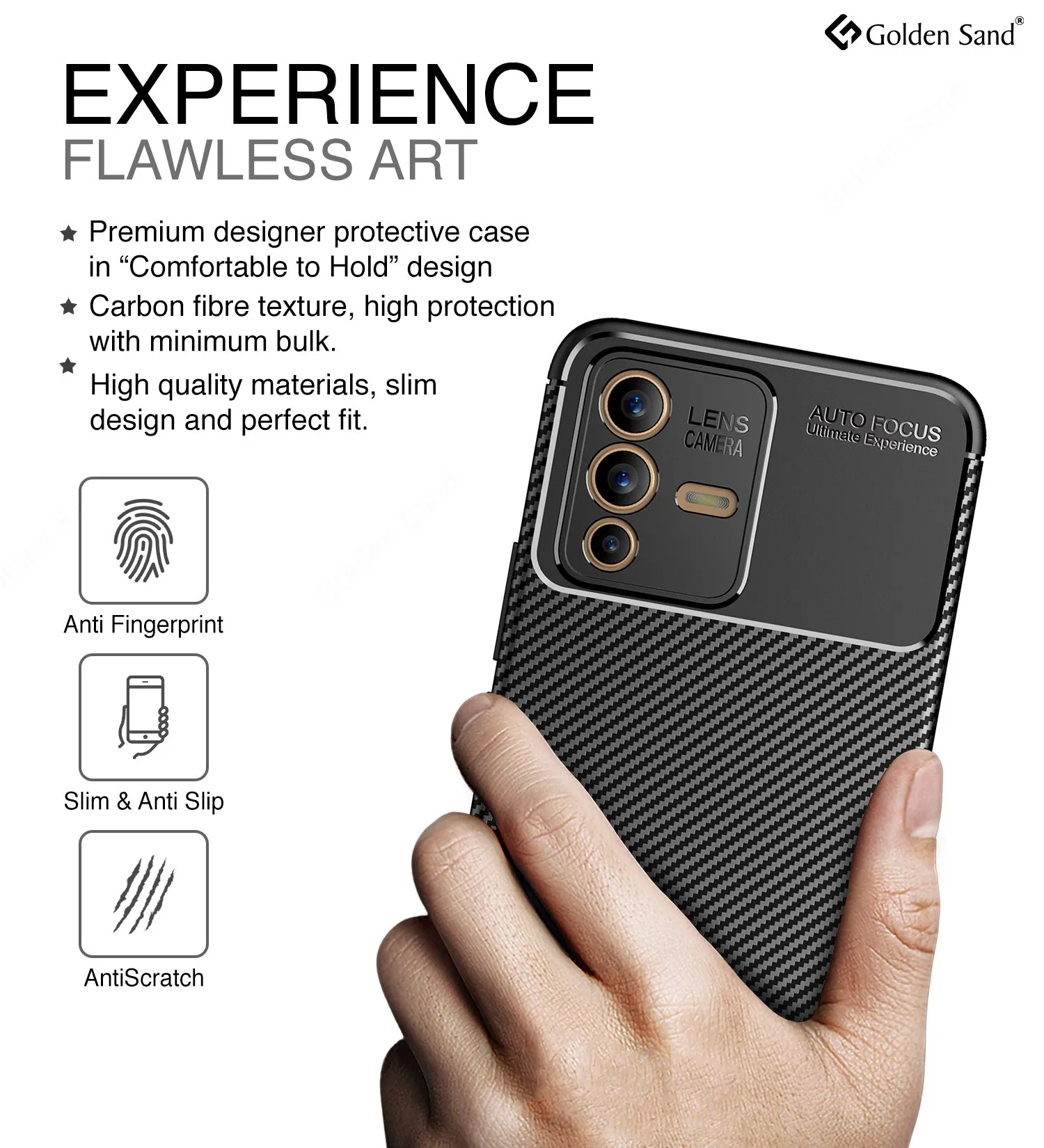 Aramid Fibre Series Shockproof Armor Back Cover for Vivo V23 5G, 6.44 inch, Black