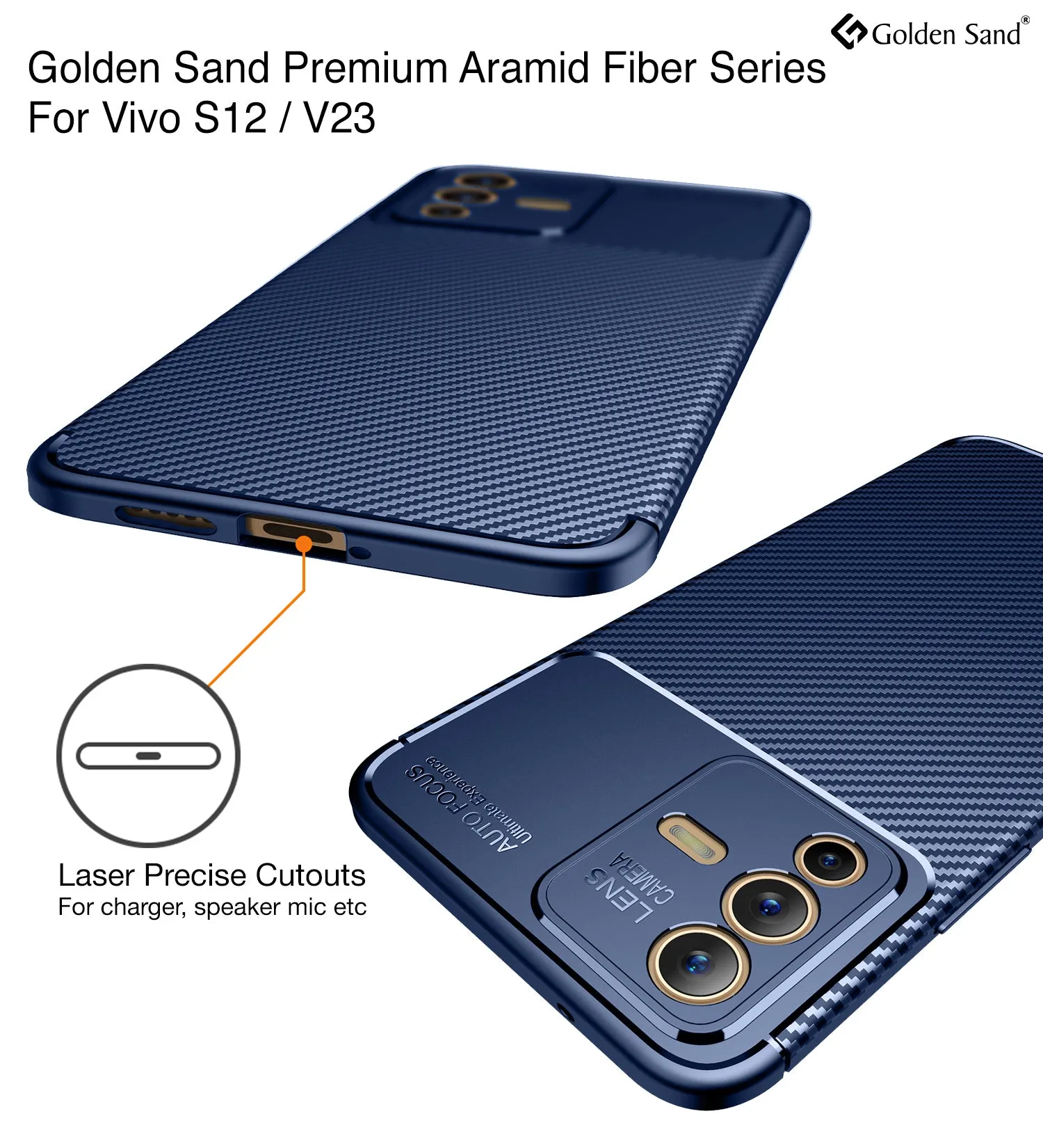 Aramid Fibre Series Shockproof Armor Back Cover for Vivo V23 5G, 6.44 inch, Blue