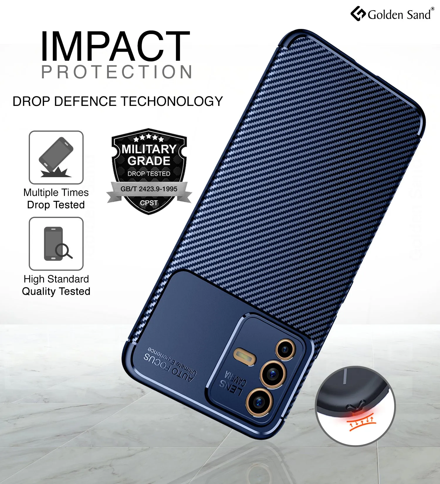 Aramid Fibre Series Shockproof Armor Back Cover for Vivo V23 5G, 6.44 inch, Blue