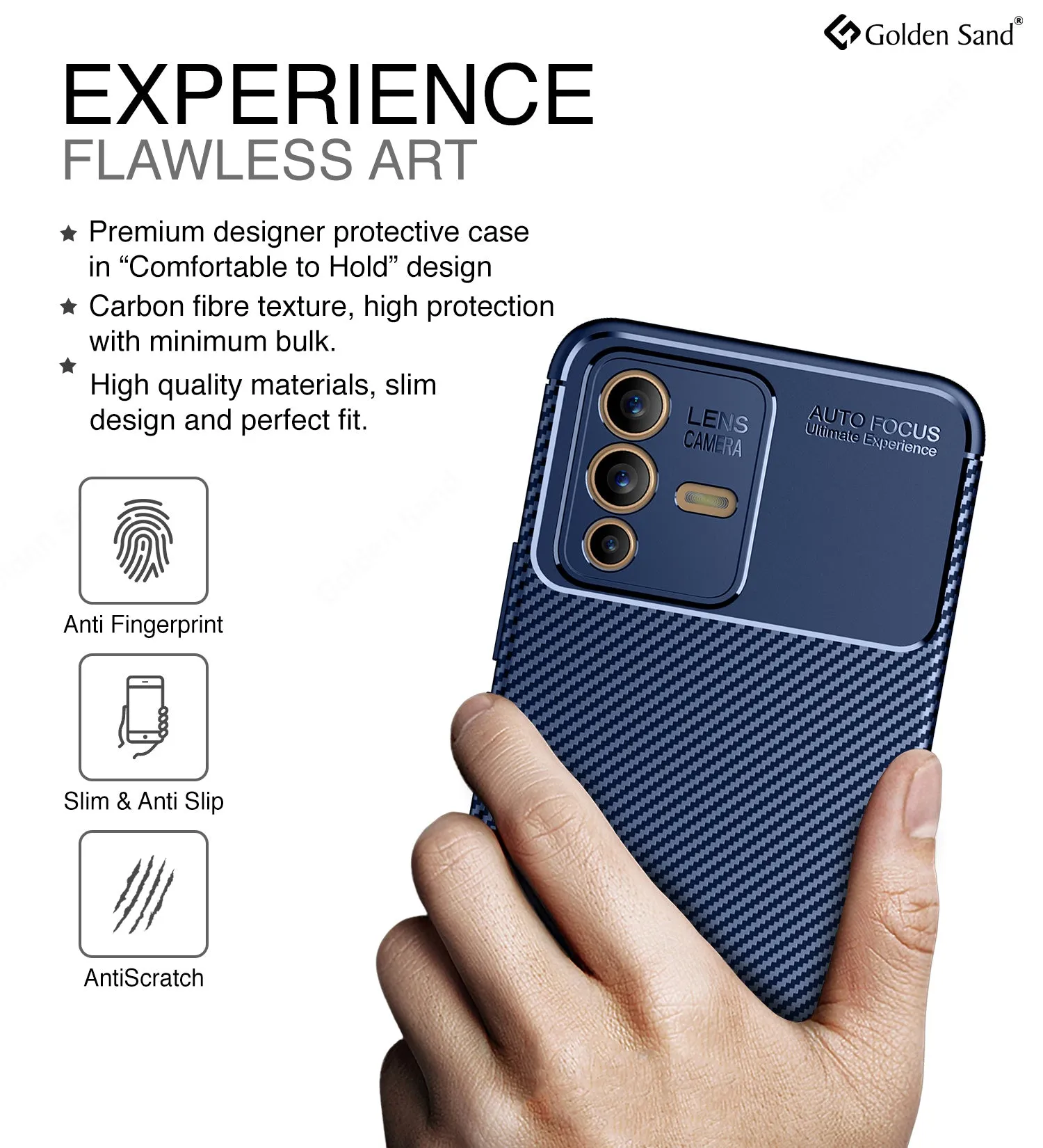 Aramid Fibre Series Shockproof Armor Back Cover for Vivo V23 5G, 6.44 inch, Blue