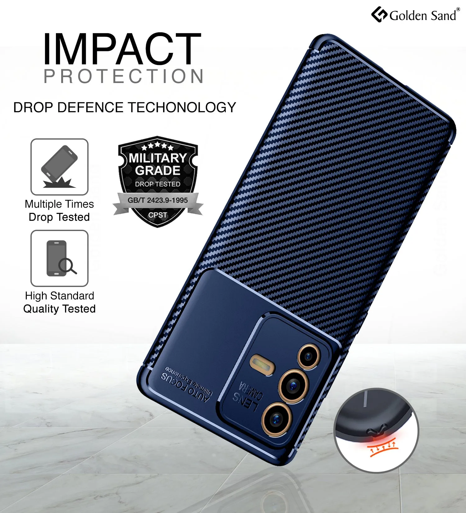 Aramid Fibre Series Shockproof Armor Back Cover for Vivo V23 Pro 5G, 6.56 inch, Blue