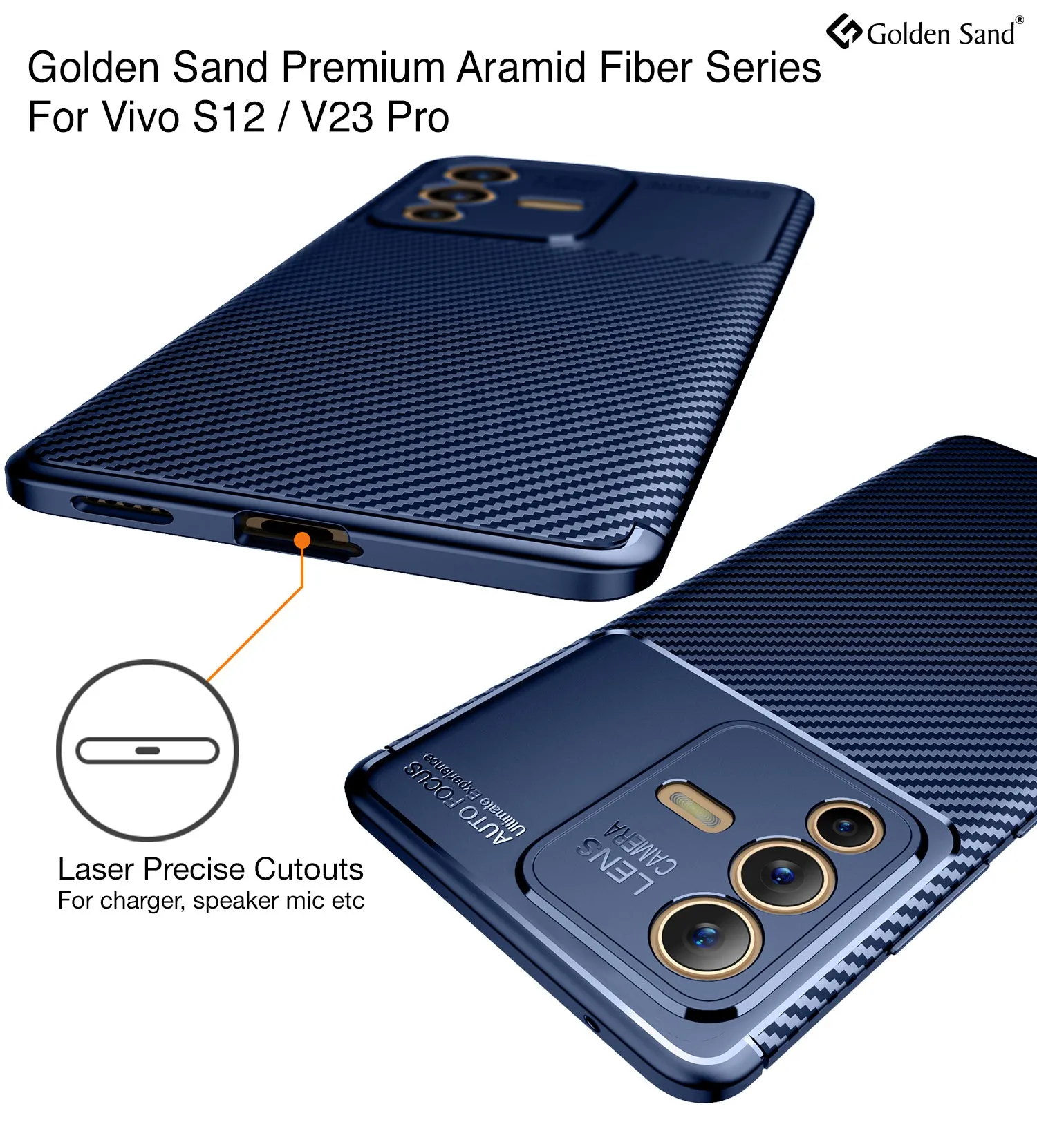 Aramid Fibre Series Shockproof Armor Back Cover for Vivo V23 Pro 5G, 6.56 inch, Blue