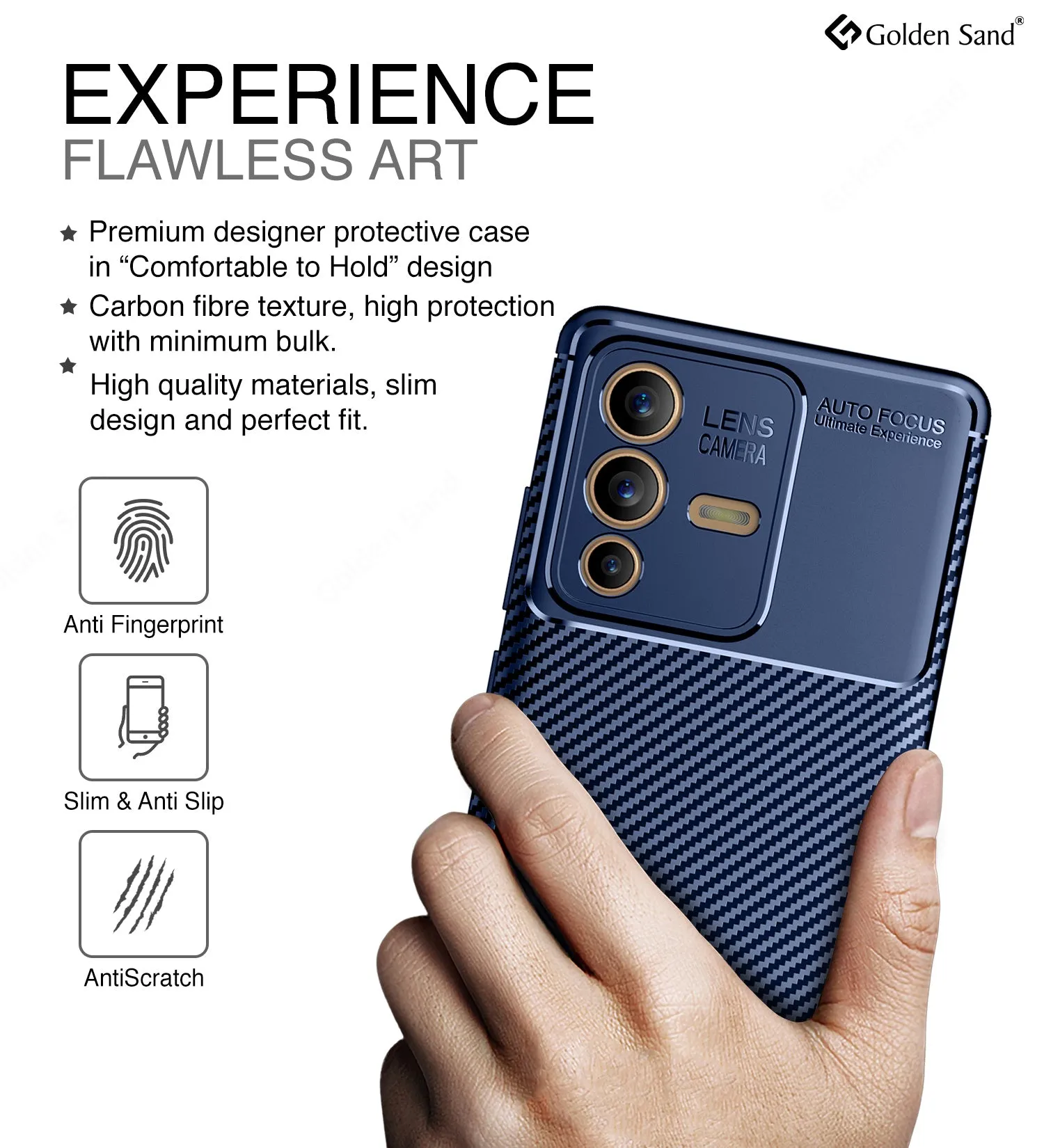 Aramid Fibre Series Shockproof Armor Back Cover for Vivo V23 Pro 5G, 6.56 inch, Blue