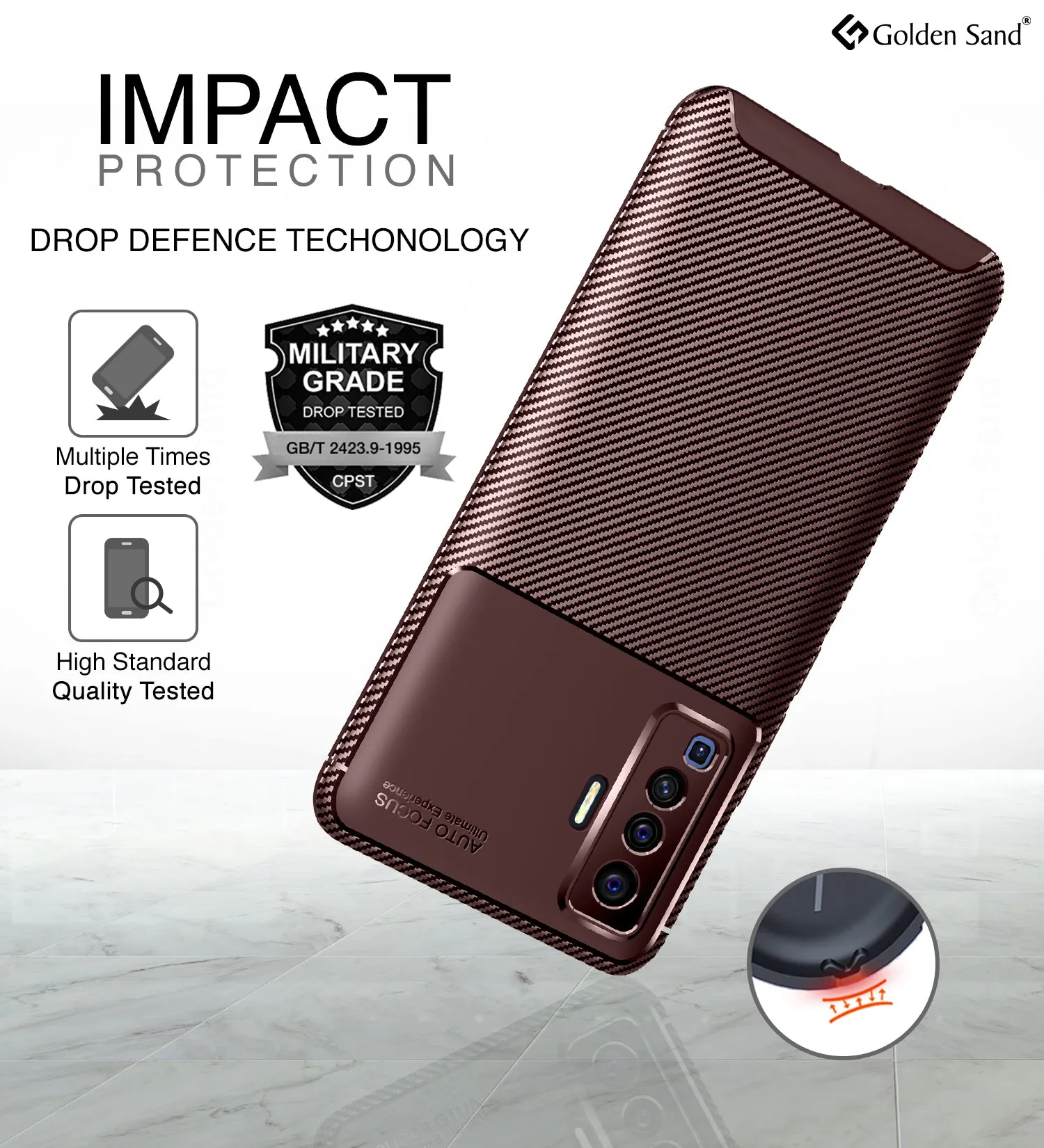 Aramid Fibre Series Shockproof Armor Back Cover for Vivo X50, 6.56 inch, Brown