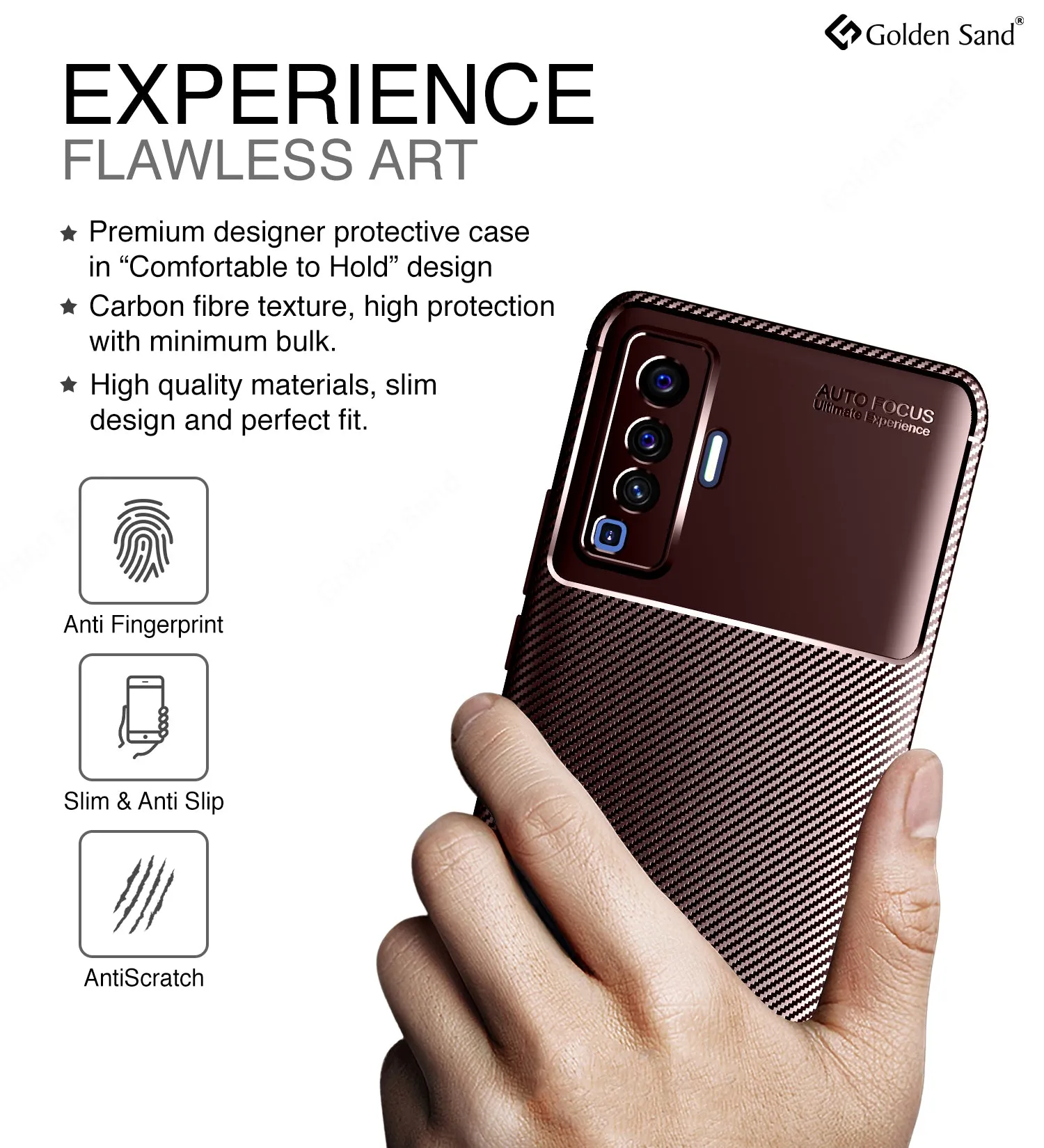 Aramid Fibre Series Shockproof Armor Back Cover for Vivo X50, 6.56 inch, Brown