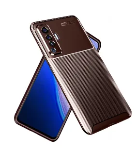 Aramid Fibre Series Shockproof Armor Back Cover for Vivo X50, 6.56 inch, Brown