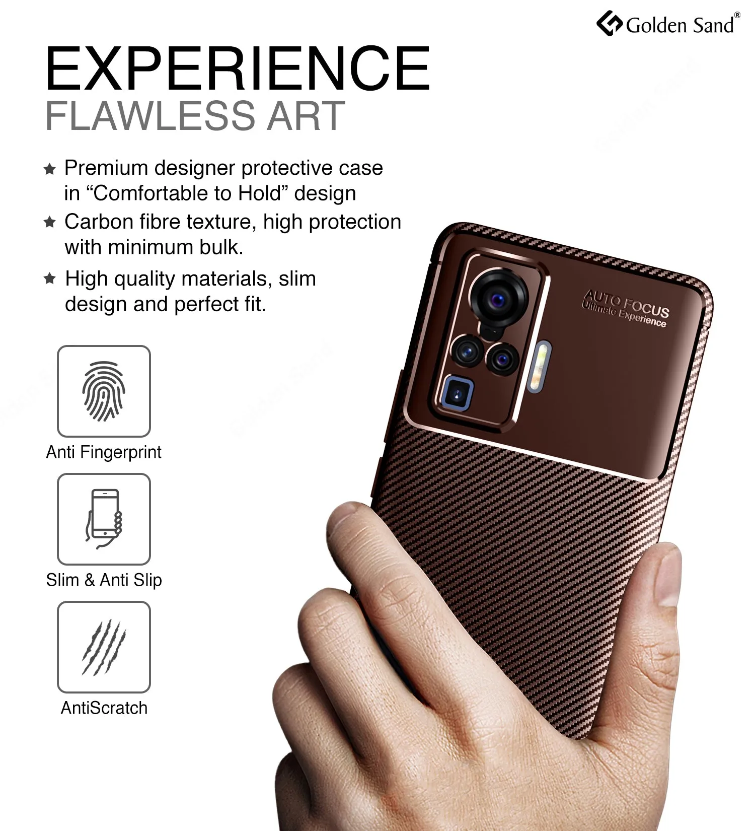 Aramid Fibre Series Shockproof Armor Back Cover for Vivo X50 Pro, 6.56 inch, Brown