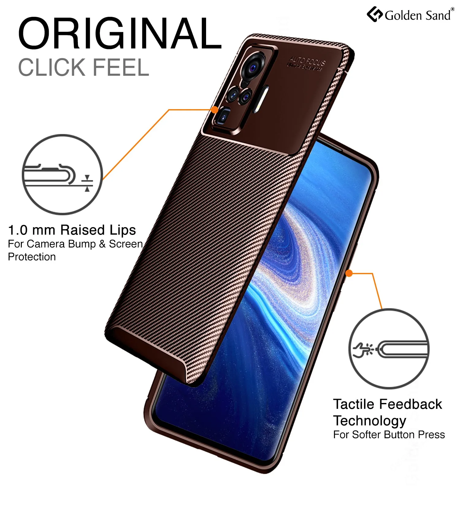 Aramid Fibre Series Shockproof Armor Back Cover for Vivo X50 Pro, 6.56 inch, Brown