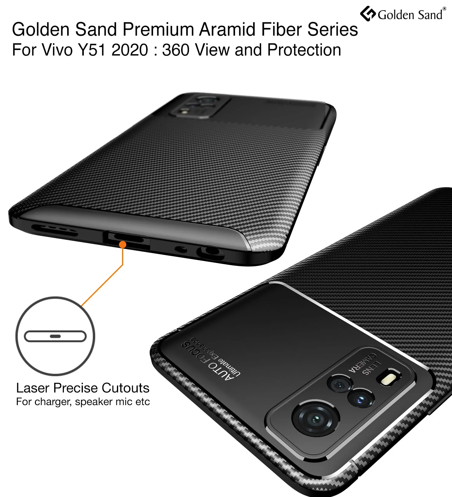 Aramid Fibre Series Shockproof Armor Back Cover for Vivo Y53s, Vivo Y51 2020, Vivo Y51a, Vivo Y31, 6.58 inch, Mirage Black