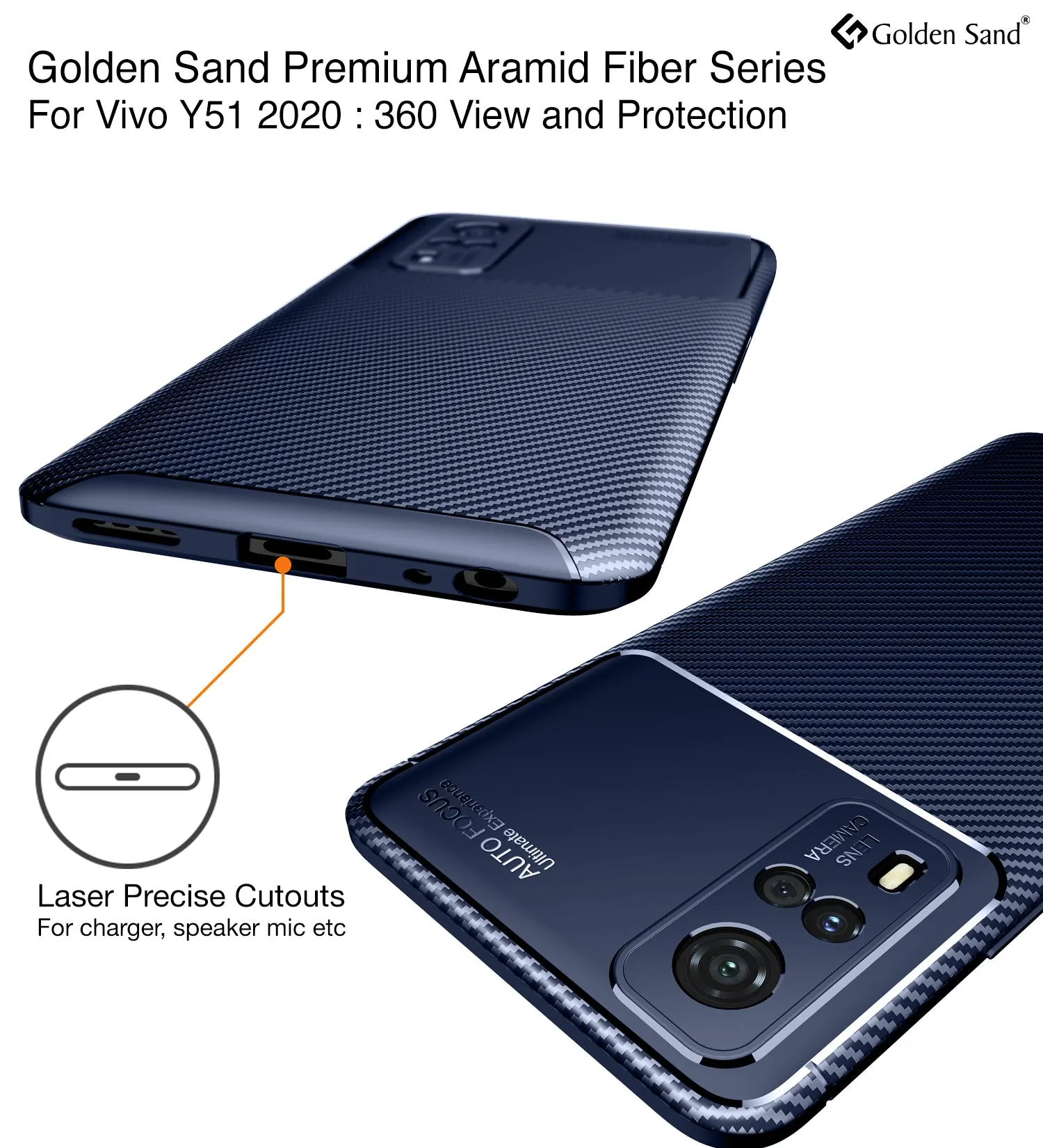 Aramid Fibre Series Shockproof Armor Back Cover for Vivo Y53s, Vivo Y51 2020, Vivo Y51a, Vivo Y31, 6.58 inch, Mystic Blue