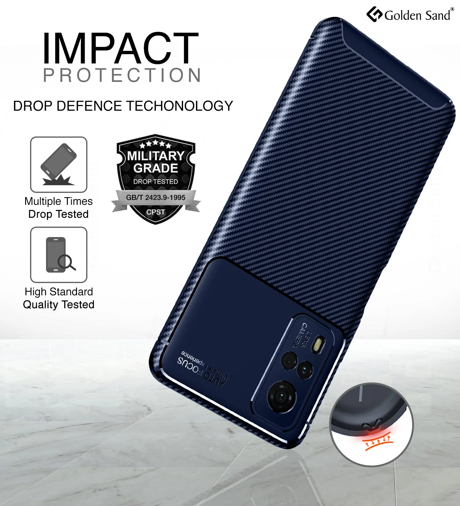 Aramid Fibre Series Shockproof Armor Back Cover for Vivo Y53s, Vivo Y51 2020, Vivo Y51a, Vivo Y31, 6.58 inch, Mystic Blue