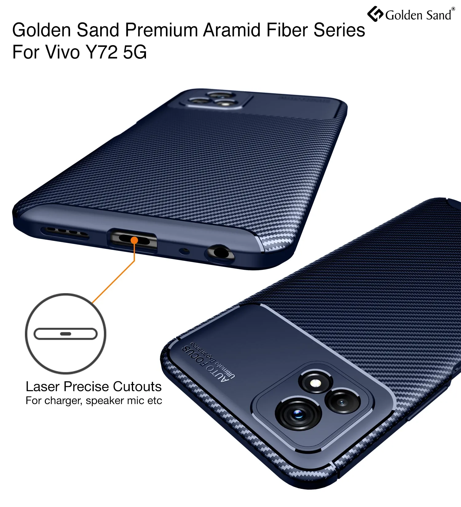 Aramid Fibre Series Shockproof Armor Back Cover for Vivo Y72 5G, 6.58 inch, Blue