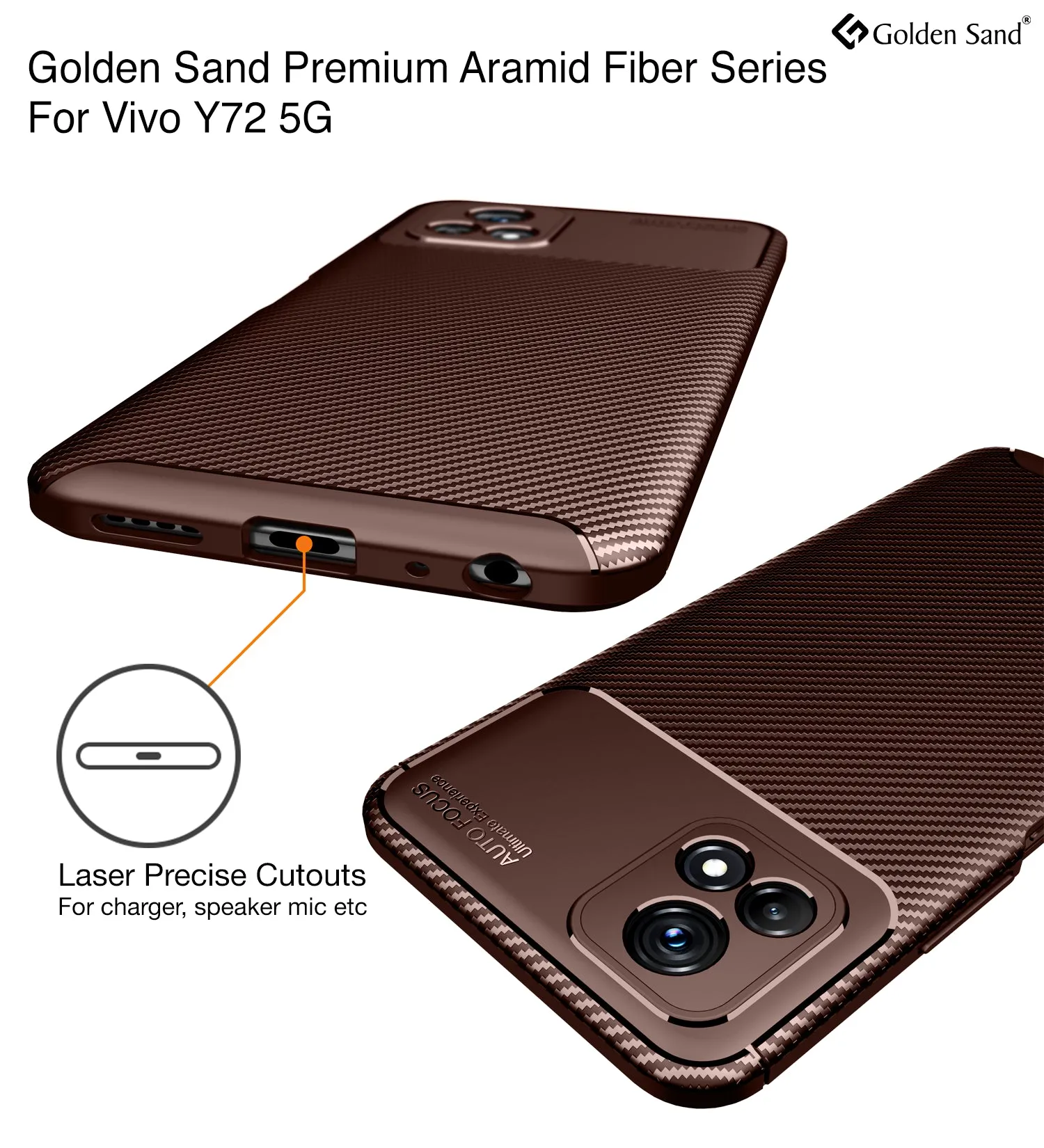 Aramid Fibre Series Shockproof Armor Back Cover for Vivo Y72 5G, 6.58 inch, Brown