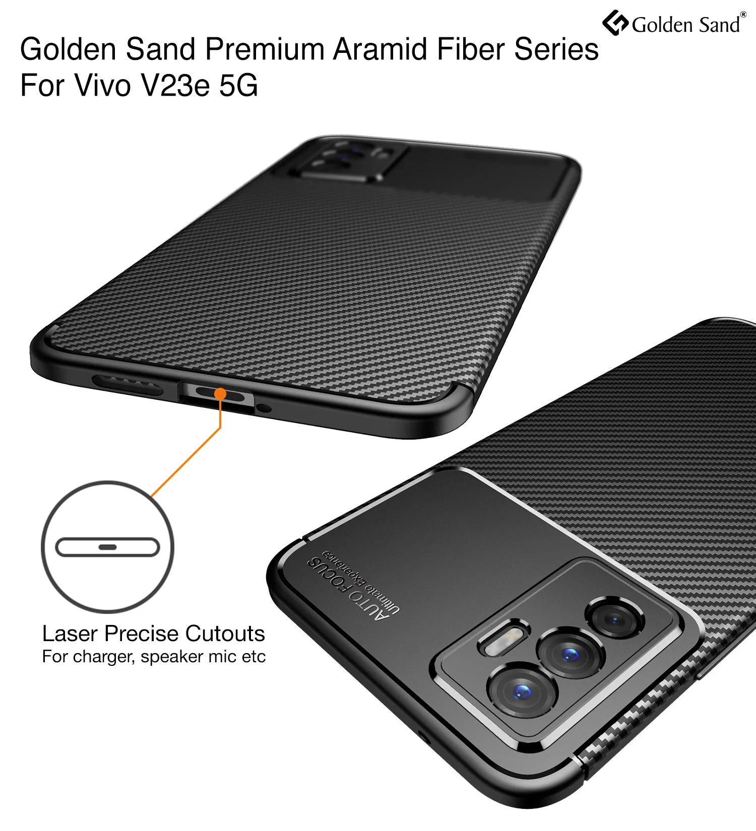 Aramid Fibre Series Shockproof Armor Back Cover for Vivo Y75 4G, vivo V23e 5G, 6.44 inch, Black