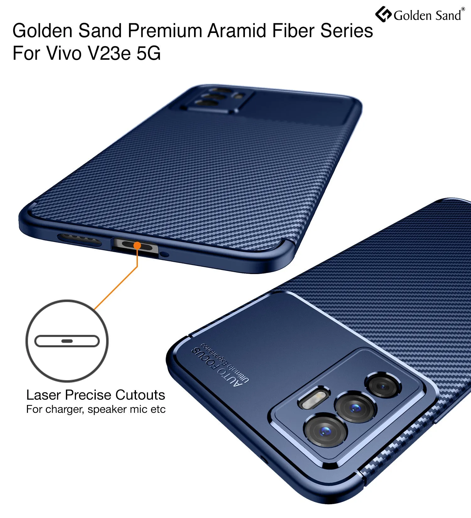 Aramid Fibre Series Shockproof Armor Back Cover for Vivo Y75 4G, vivo V23e 5G, 6.44 inch, Blue