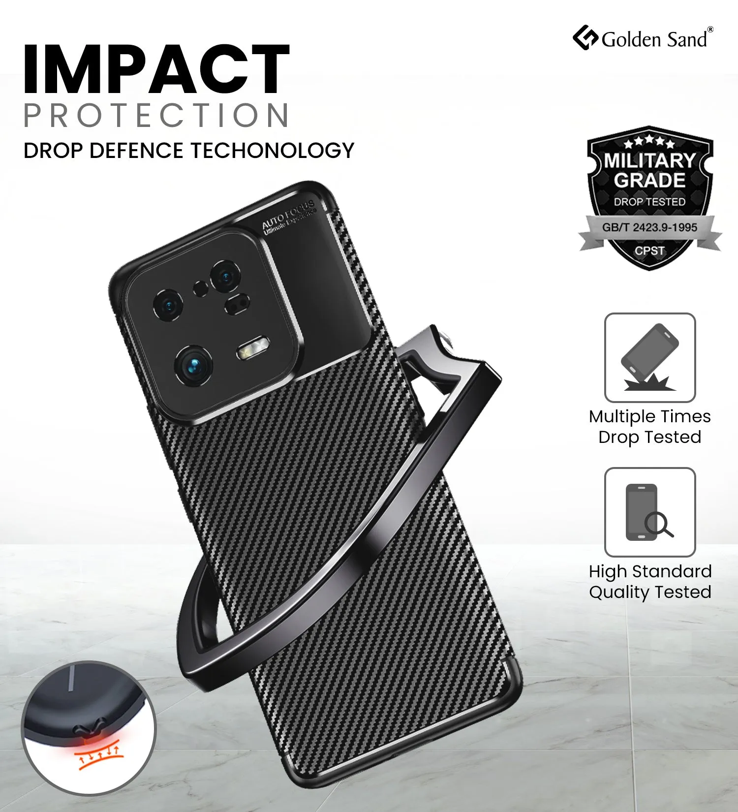 Aramid Fibre Series Shockproof Armor Back Cover for Xiaomi 13 Pro 5G, 6.73 inch, Black