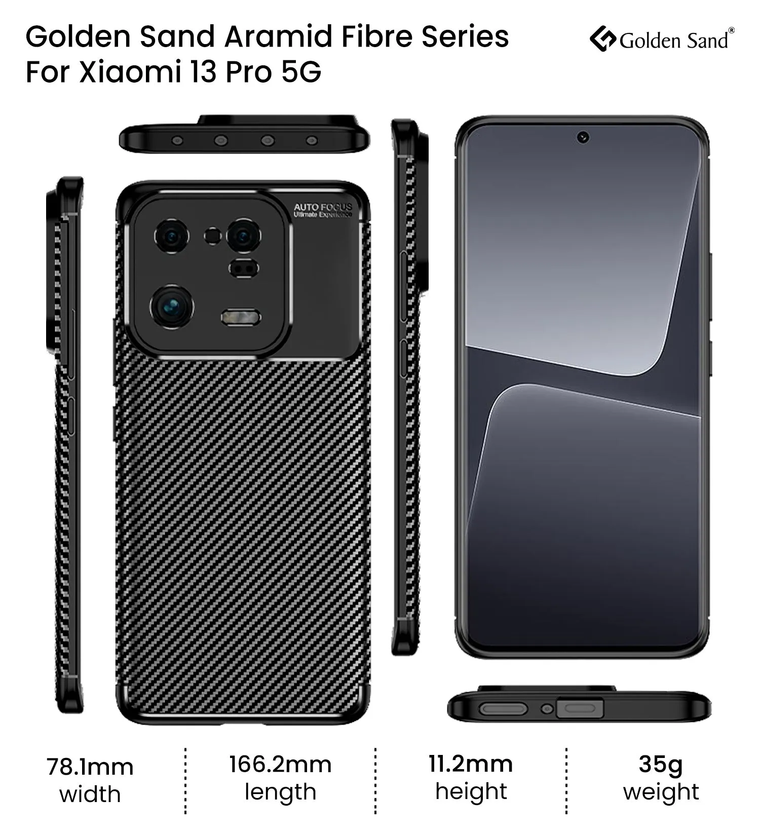 Aramid Fibre Series Shockproof Armor Back Cover for Xiaomi 13 Pro 5G, 6.73 inch, Black