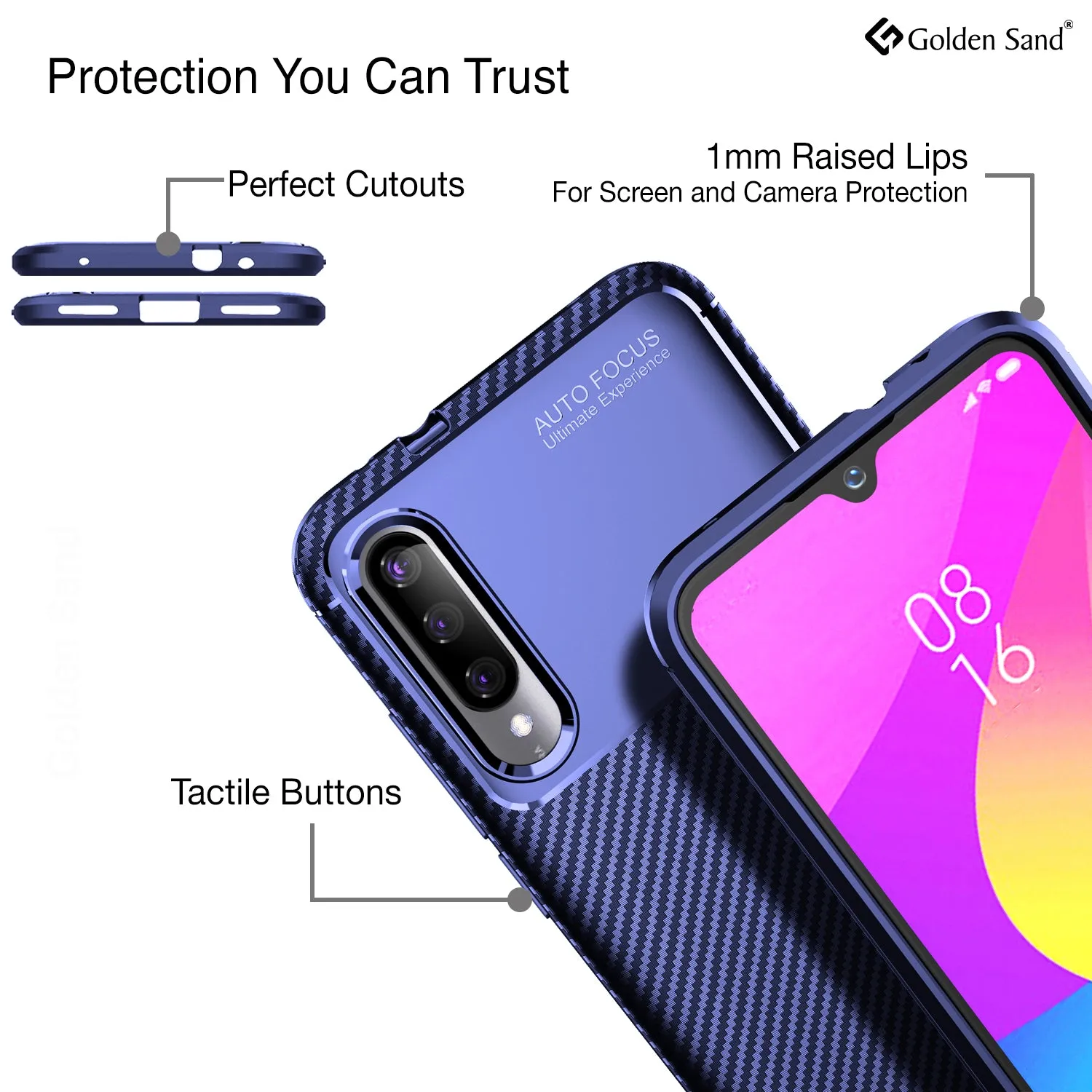Aramid Fibre Series Shockproof Armor Back Cover for Xiaomi Mi A3 6.1 inch, Blue