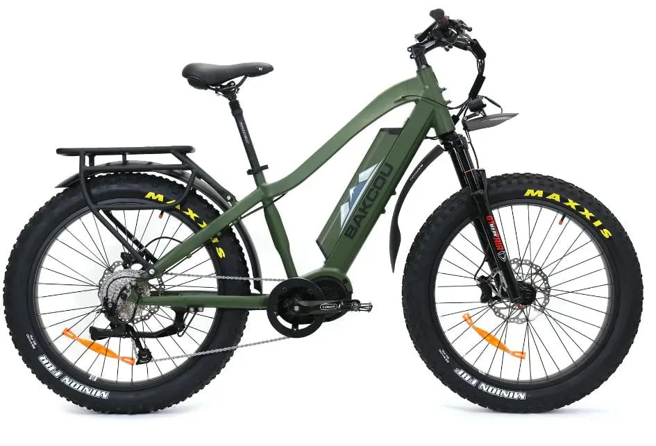 Bakcou Mule Electric Fat Tire Hunting Bike 48V, 750-1500W Smart Mid-Drive Motor
