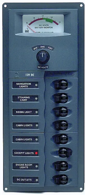 BEP 'CONTOUR' CIRCUIT BREAKER 8 CIRCUIT 12 VOLT 127 x 295mm