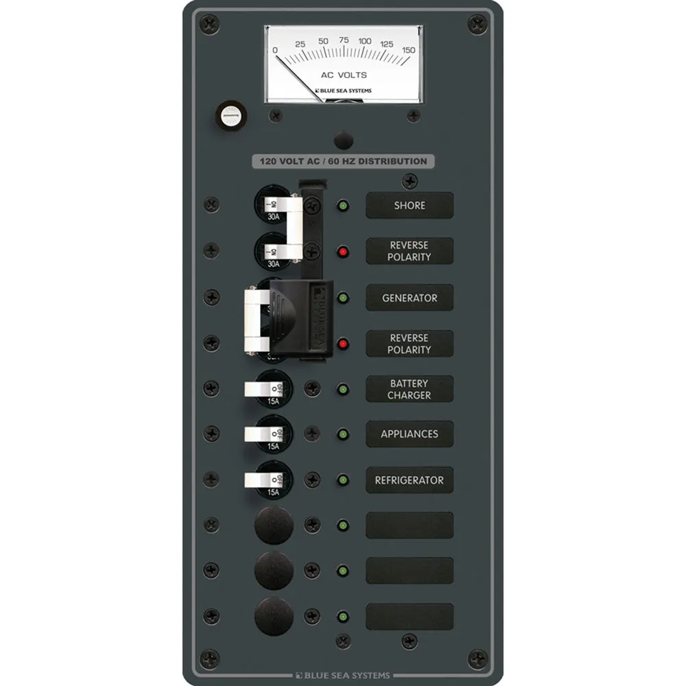Blue Sea 8489 Breaker Panel - AC 2 Sources   6 Positions - White