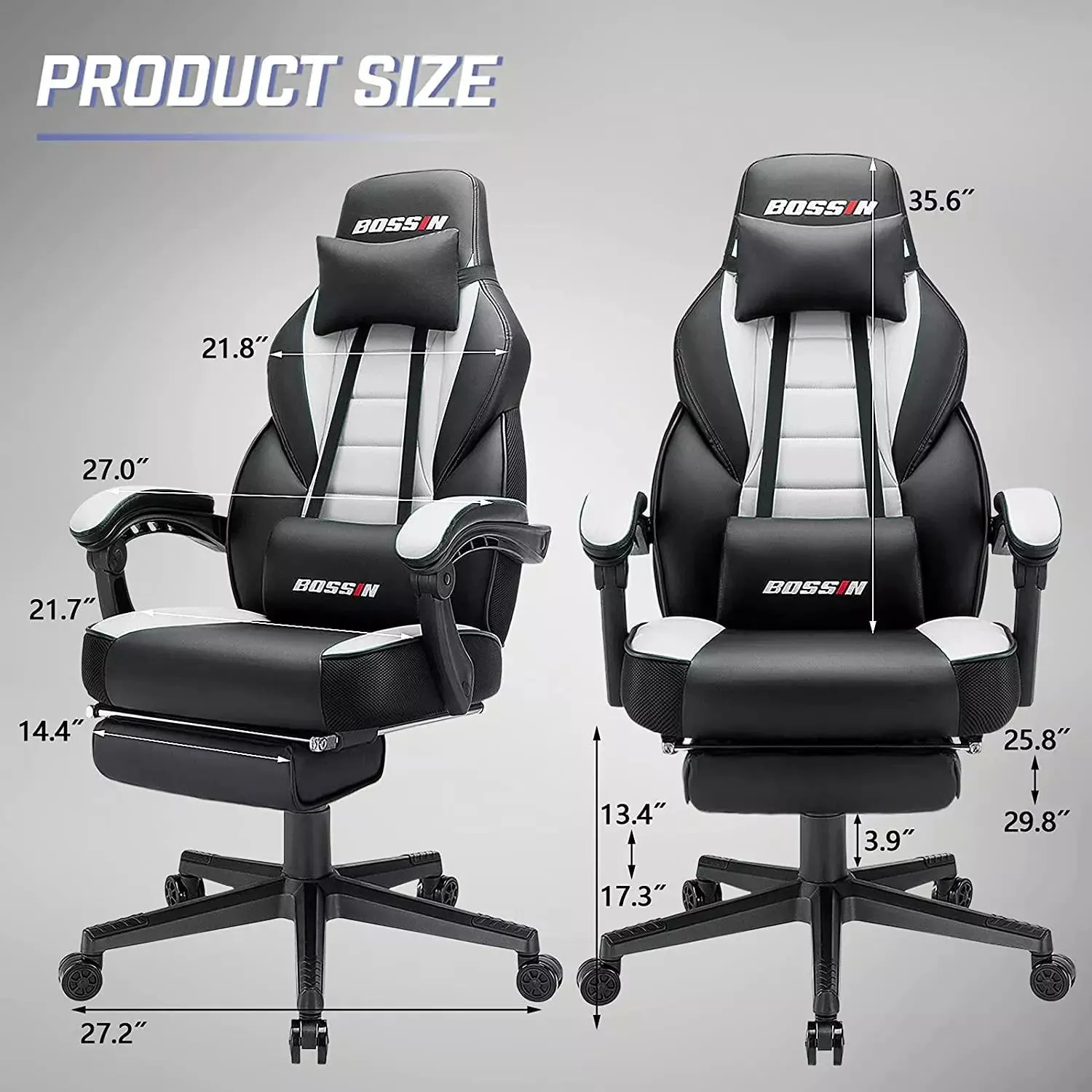 BOSSIN Big and Tall Heavy Duty PC Gaming Chair, Design for Big Guy BGC01