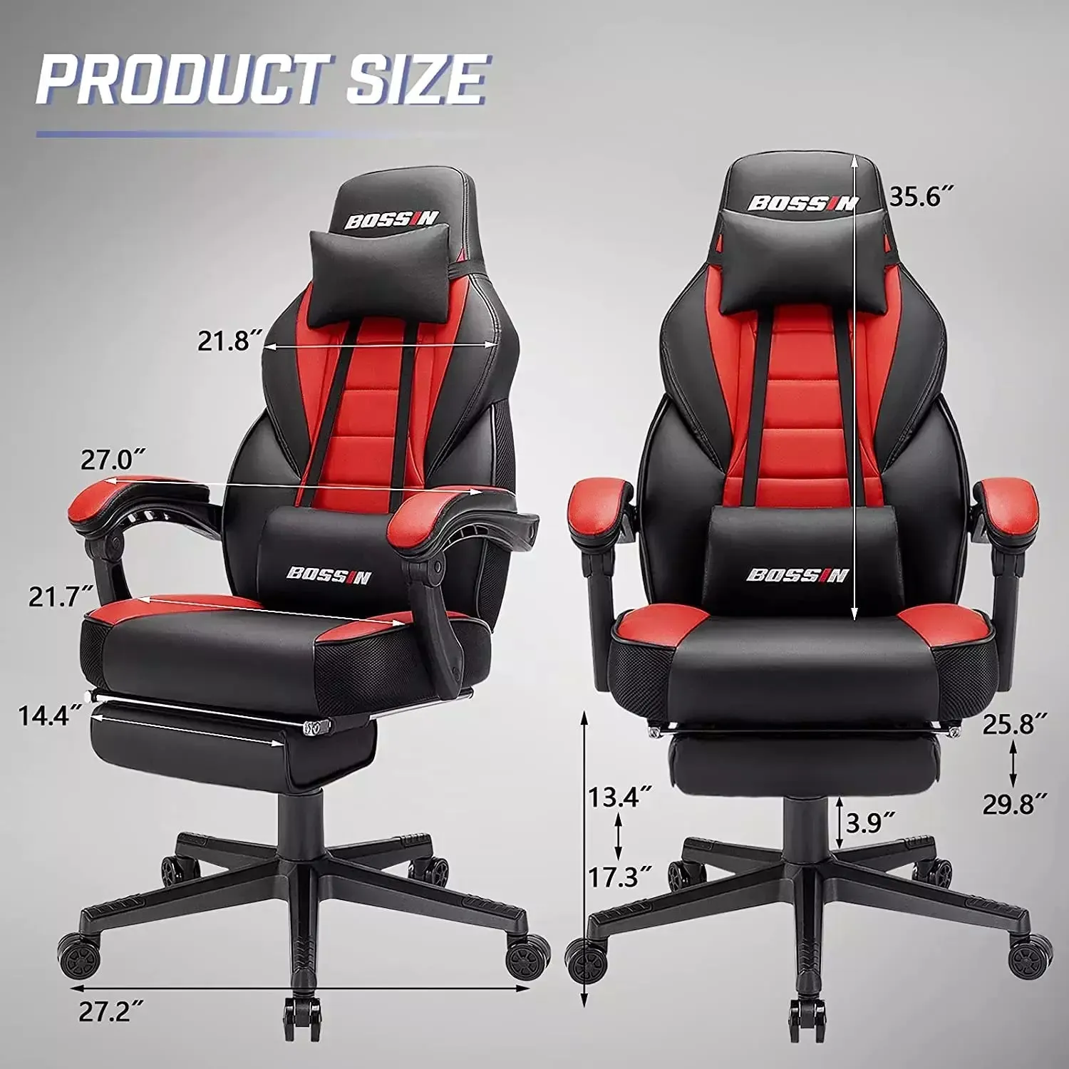 BOSSIN Big and Tall Heavy Duty PC Gaming Chair, Design for Big Guy BGC01