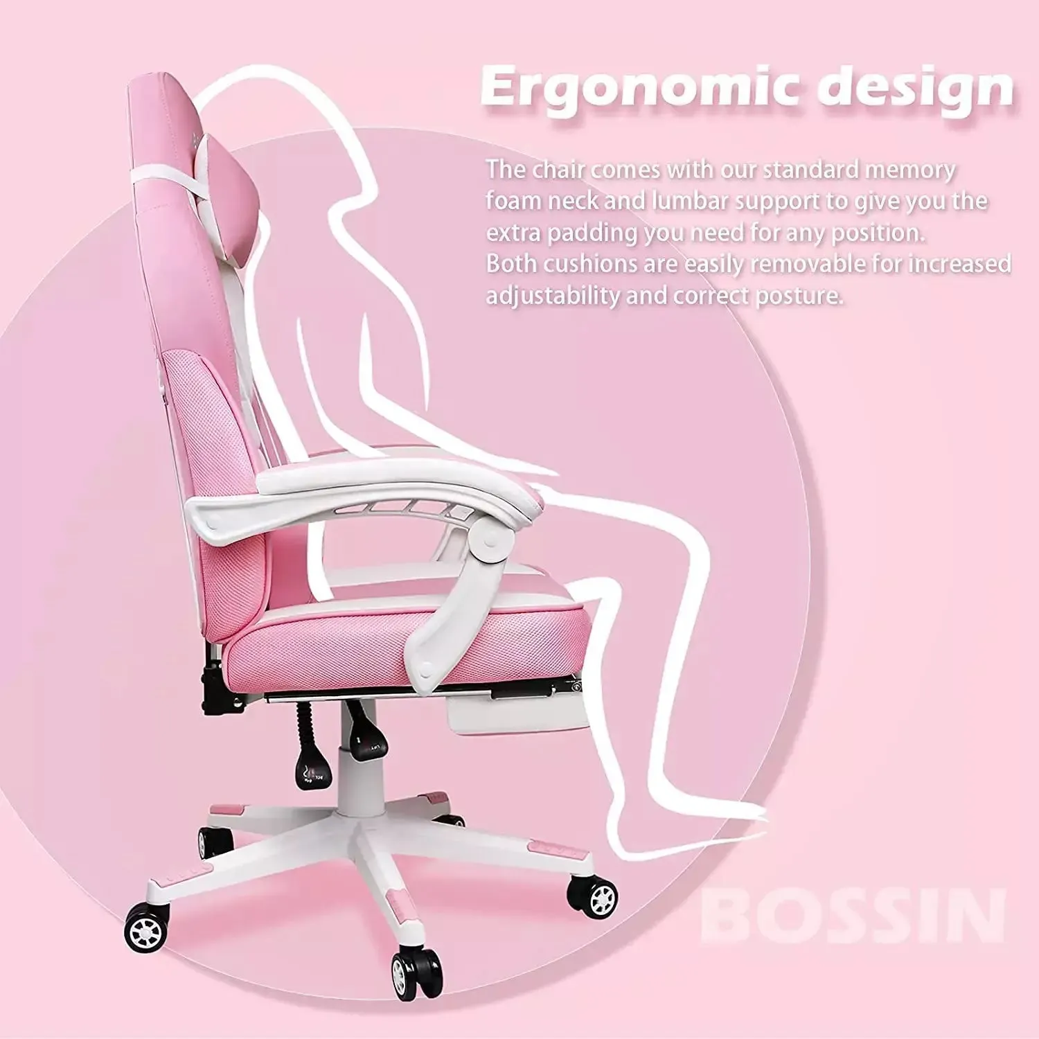 BOSSIN Big and Tall Heavy Duty PC Gaming Chair, Design for Big Guy BGC01