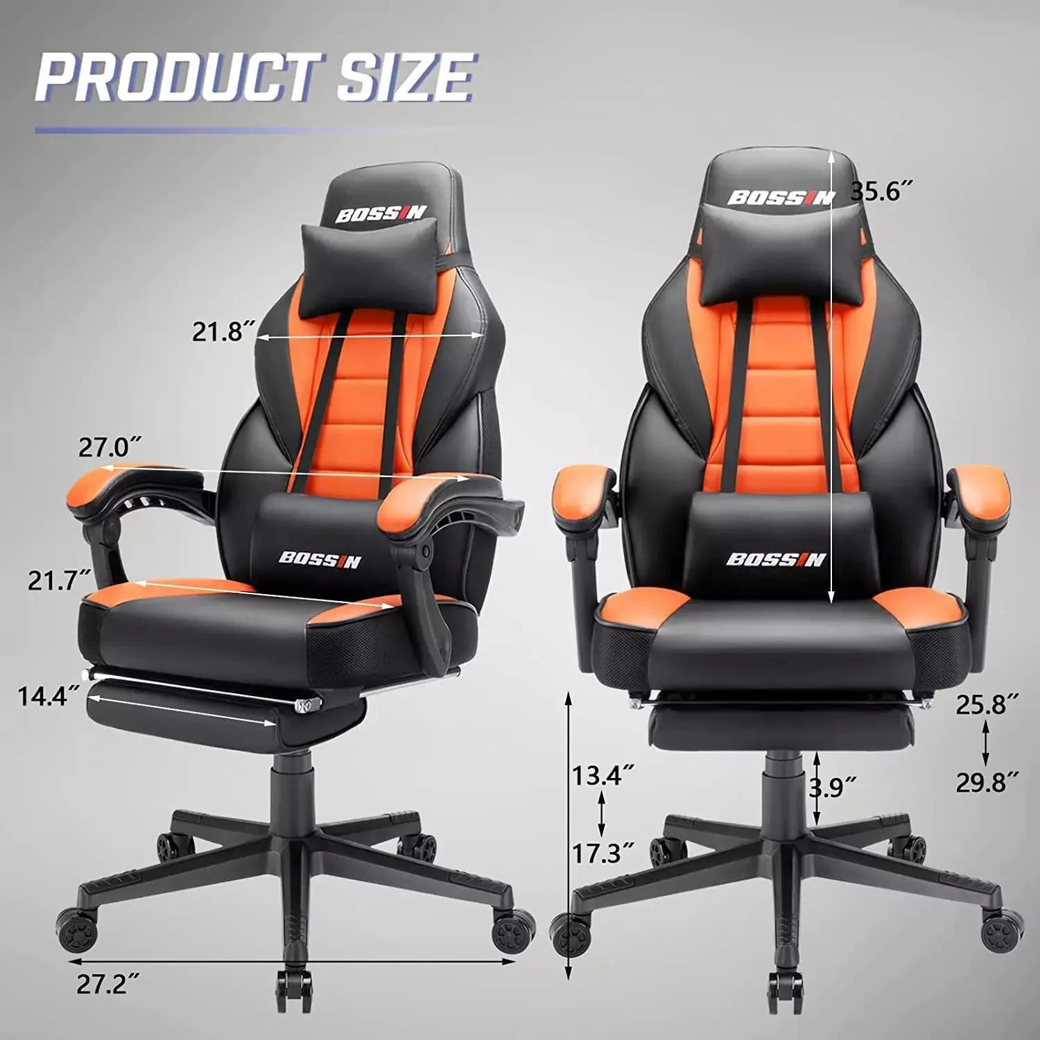 BOSSIN Big and Tall Heavy Duty PC Gaming Chair, Design for Big Guy BGC01