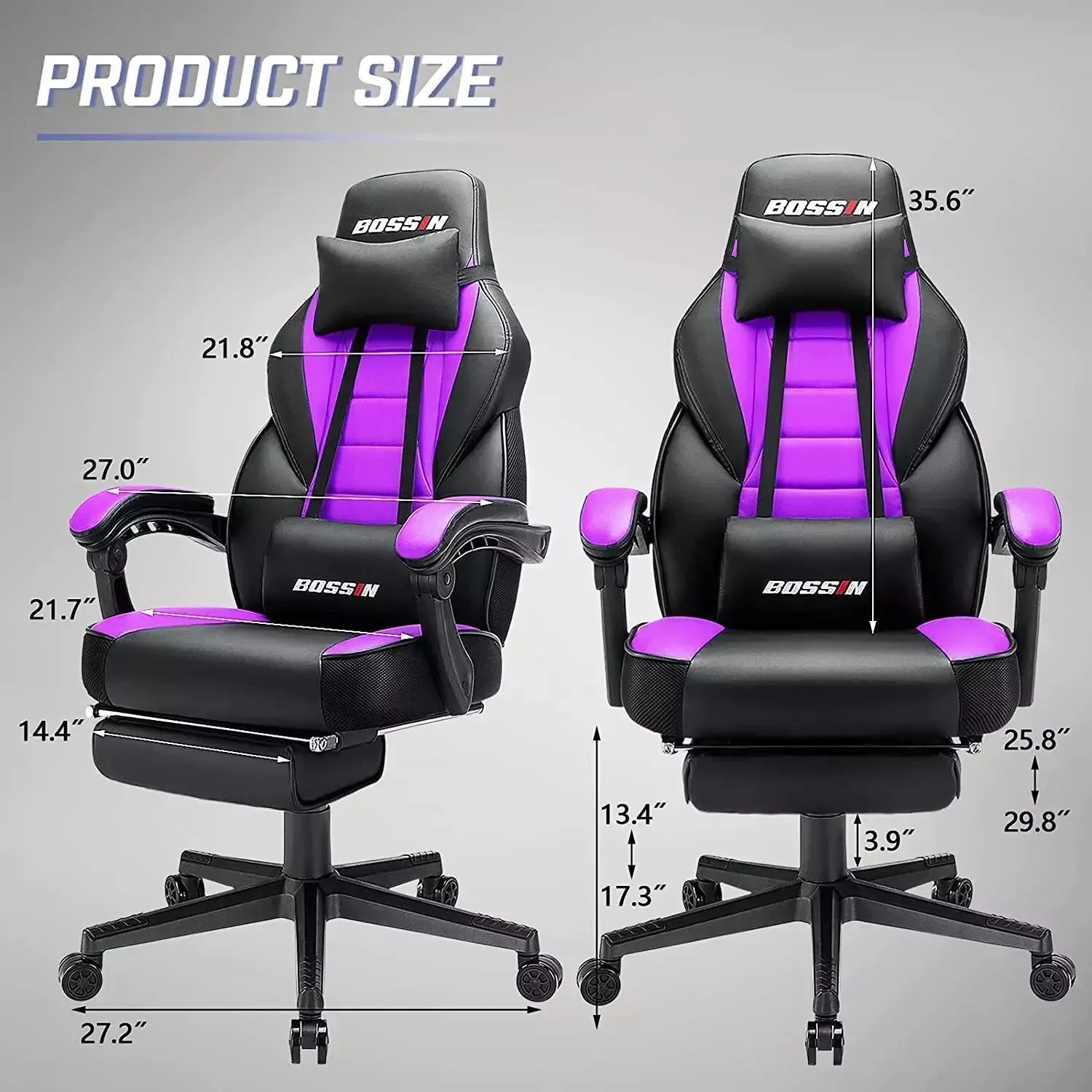 BOSSIN Big and Tall Heavy Duty PC Gaming Chair, Design for Big Guy BGC01