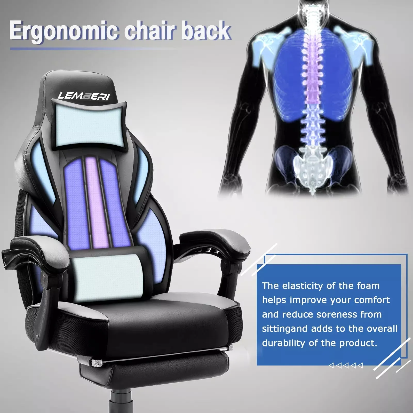 BOSSIN Big and Tall Heavy Duty PC Gaming Chair, Design for Big Guy BGC01