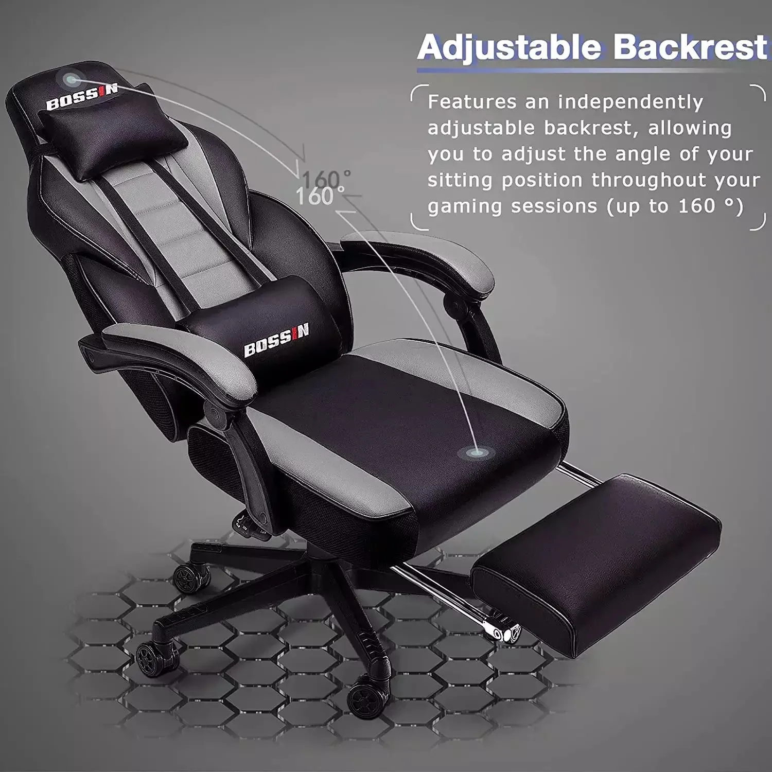 BOSSIN Big and Tall Heavy Duty PC Gaming Chair, Design for Big Guy BGC01