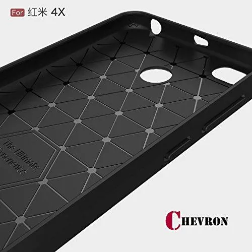 Chevron Xiaomi Redmi 4 [May 2017 Launch] Back Cover Case, Heavy Duty Shock Proof TPU Case for Mi Redmi 4 Mobile Premium Protection, Metallic Black by Chevron