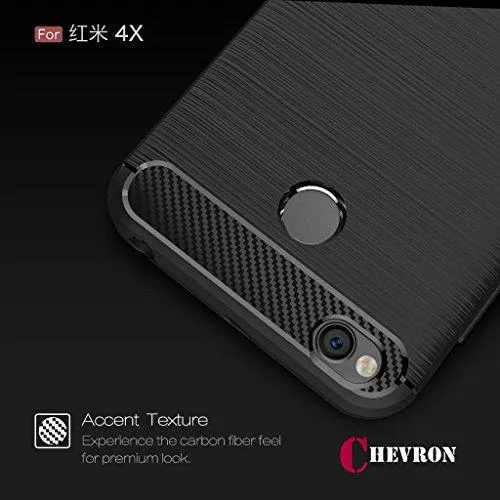 Chevron Xiaomi Redmi 4 [May 2017 Launch] Back Cover Case, Heavy Duty Shock Proof TPU Case for Mi Redmi 4 Mobile Premium Protection, Metallic Black by Chevron