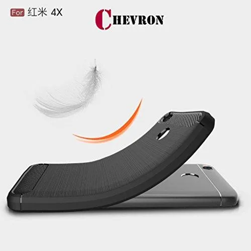Chevron Xiaomi Redmi 4 [May 2017 Launch] Back Cover Case, Heavy Duty Shock Proof TPU Case for Mi Redmi 4 Mobile Premium Protection, Metallic Black by Chevron