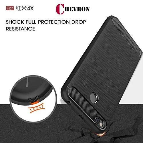 Chevron Xiaomi Redmi 4 [May 2017 Launch] Back Cover Case, Heavy Duty Shock Proof TPU Case for Mi Redmi 4 Mobile Premium Protection, Metallic Black by Chevron
