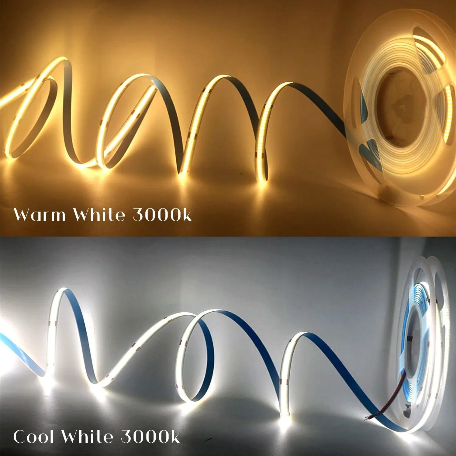 COB LED Strip Light Warm White 3000K 24V 352 LEDs/m IP20 Waterproof