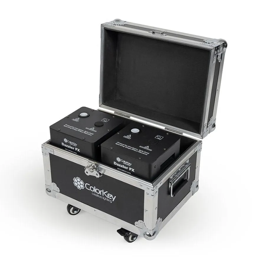 ColorKey CKU-7712 Dazzler FX MK2 600W Cold Spark Machine Bundle with Road Case 2-Pack (Black)