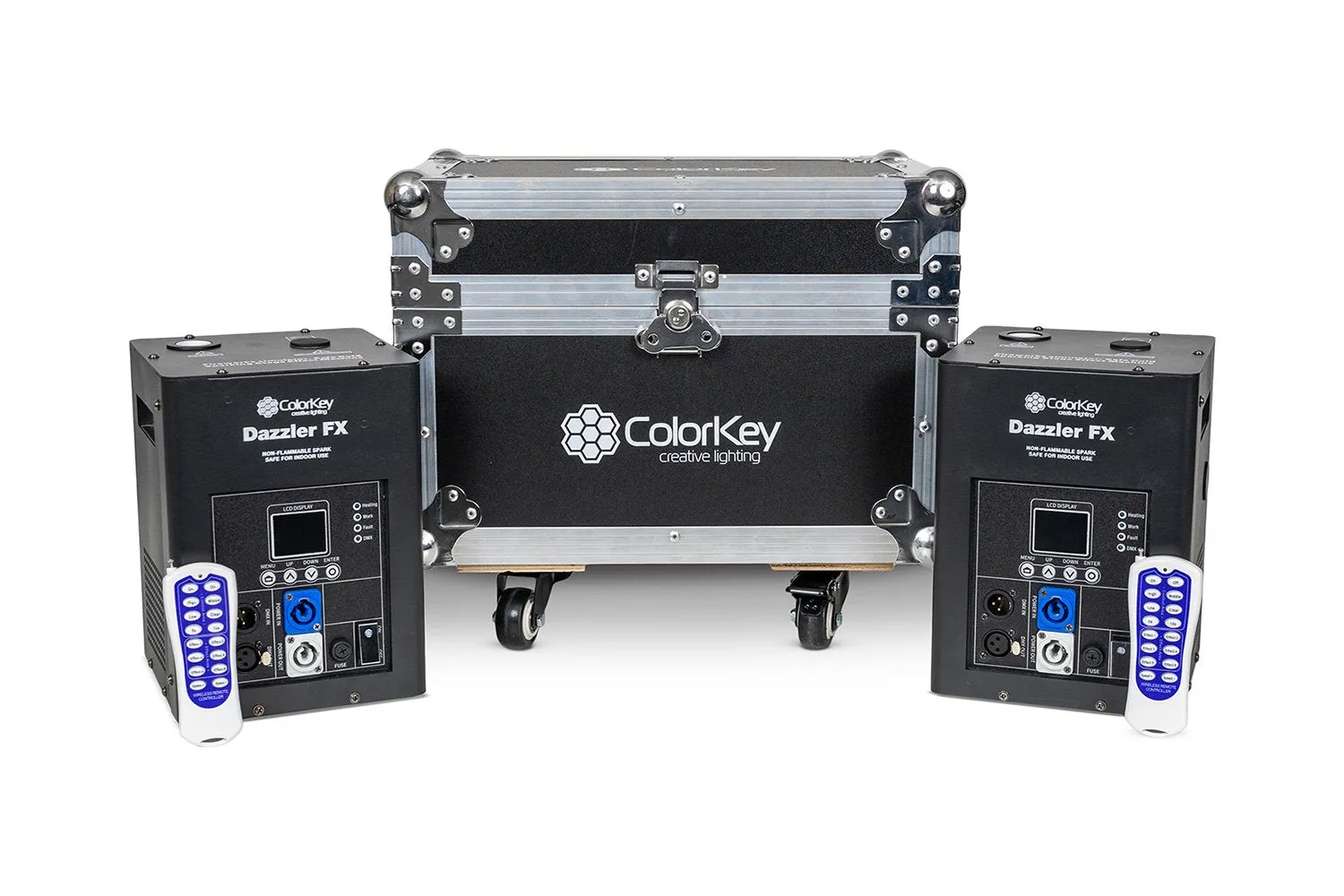 ColorKey CKU-7712 Dazzler FX MK2 600W Cold Spark Machine Bundle with Road Case 2-Pack (Black)