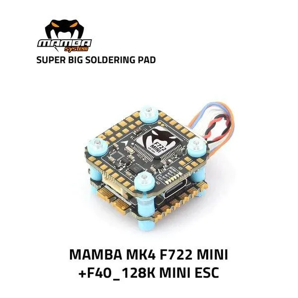 Diatone MAMBA MK4 F722 MINI   F40A 3-6S 128kHz BLHeli_32 Flight Controller Stack - 20x20mm