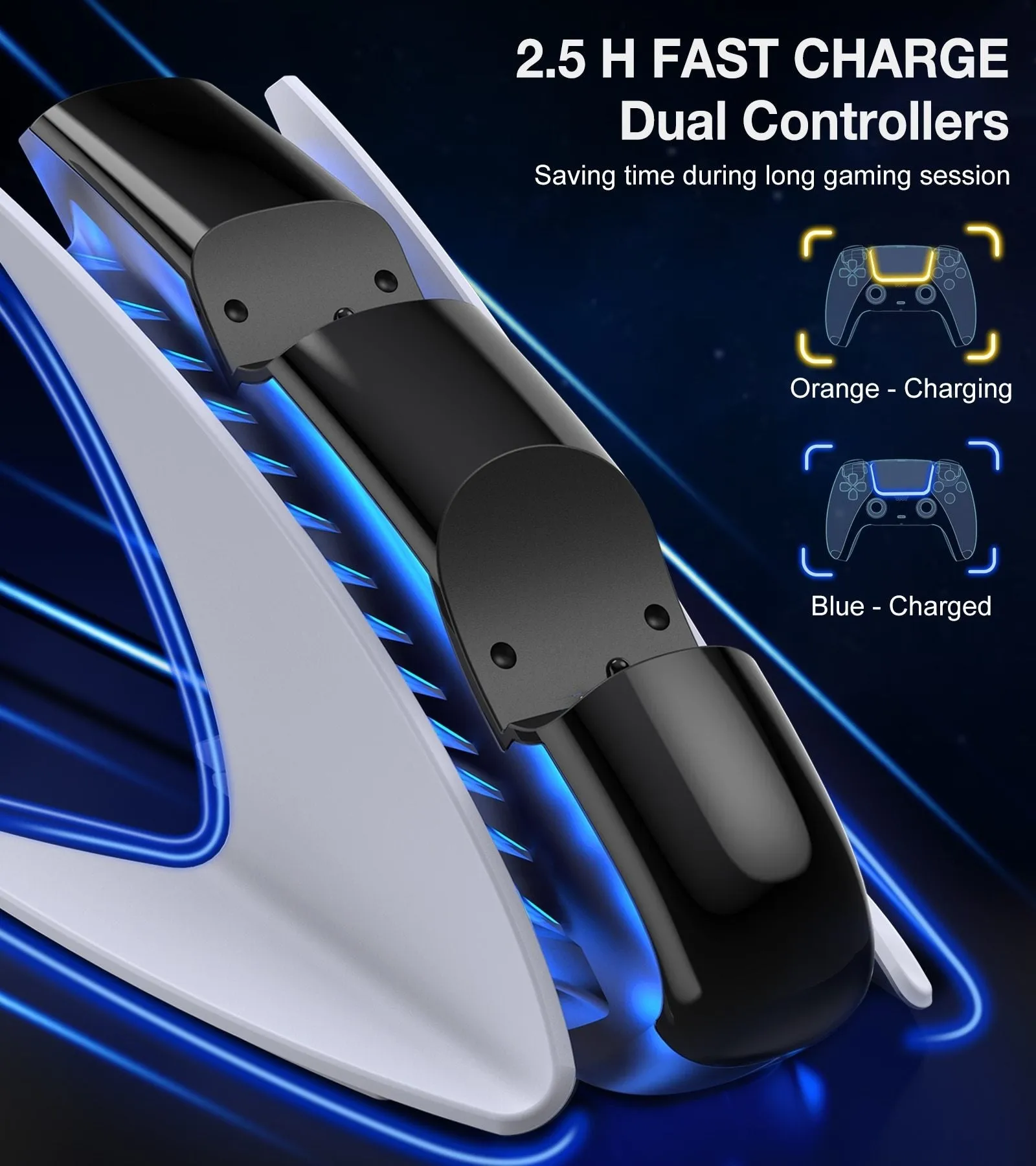 Dual Controller Charger For PS5 Charging Dock Station For Playstation