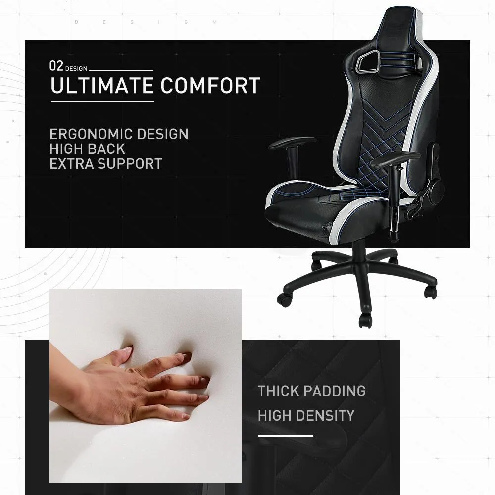 Ergonomic Gaming Chair, 135° Recline, Adjustable Armrests, PU Leather – OVERDRIVE