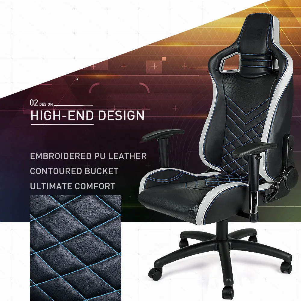 Ergonomic Gaming Chair, 135° Recline, Adjustable Armrests, PU Leather – OVERDRIVE